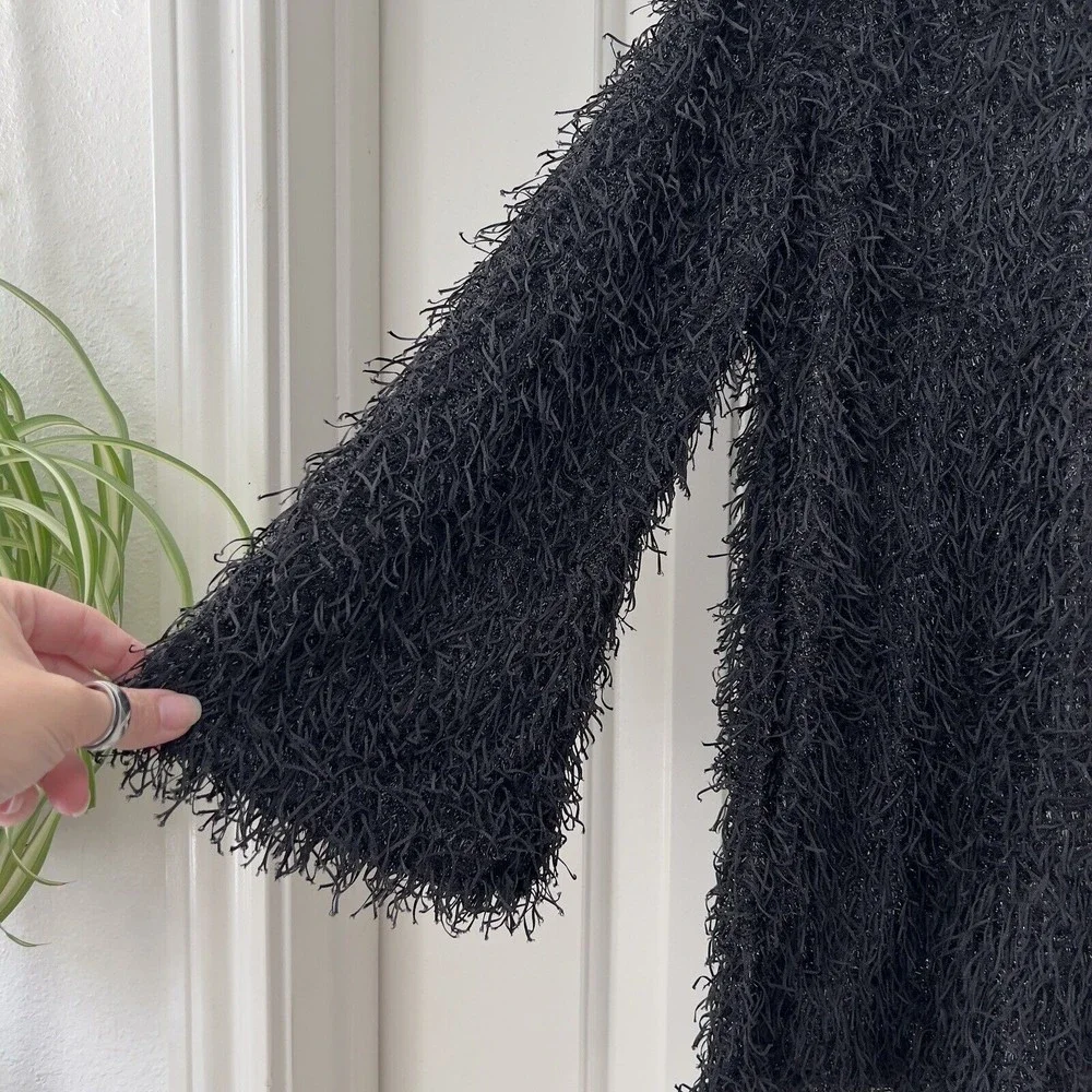 M.L. Kids Girls Size 5 Black Shaggy Shabby Chic NWT Bell Sleeve Tunic Top Lined - Picture 3 of 8